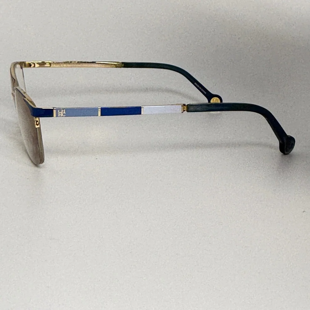 Carolina Herrera VHE077K 0354‎ Gold Blue Rectangular Eyeglasses Frames 22187
